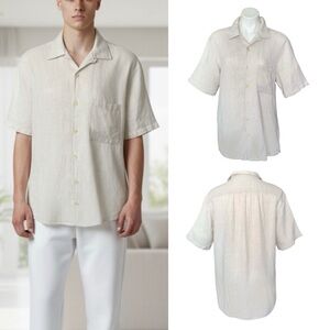 Hugo Boss Linen Short Sleeve Button Down Shirt